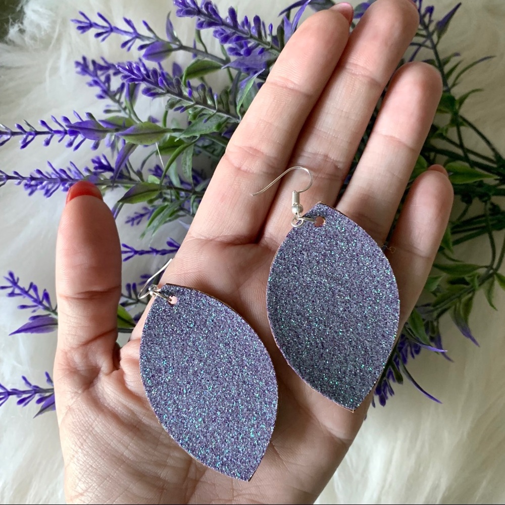 NWT Periwinkle Glittery Cork Earrings - Picture 2 of 4